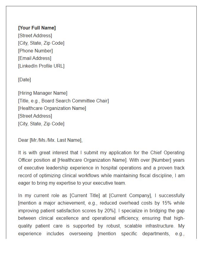 Chief Operating Officer Healthcare Cover Letter Template