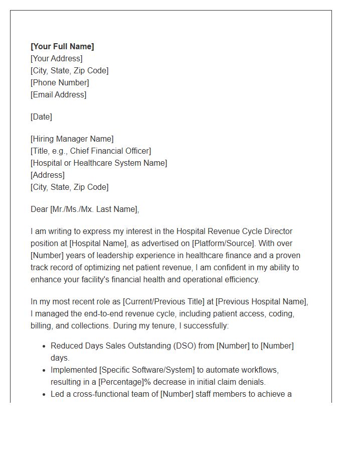 Hospital Revenue Cycle Director Cover Letter Template