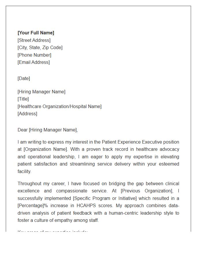 Patient Experience Executive Cover Letter Template