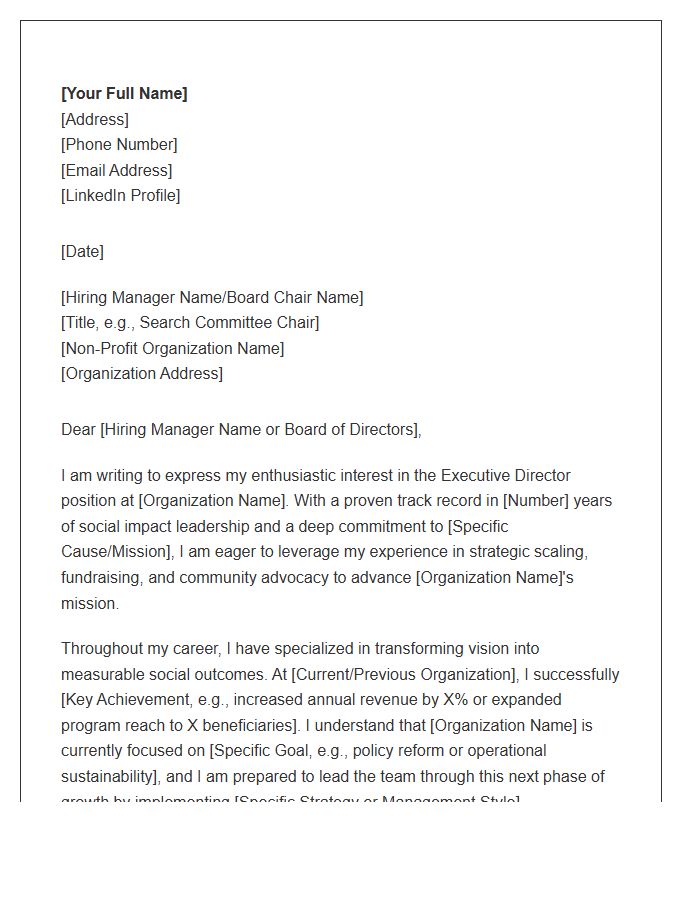 Social Impact Non Profit Executive Director Cover Letter Template