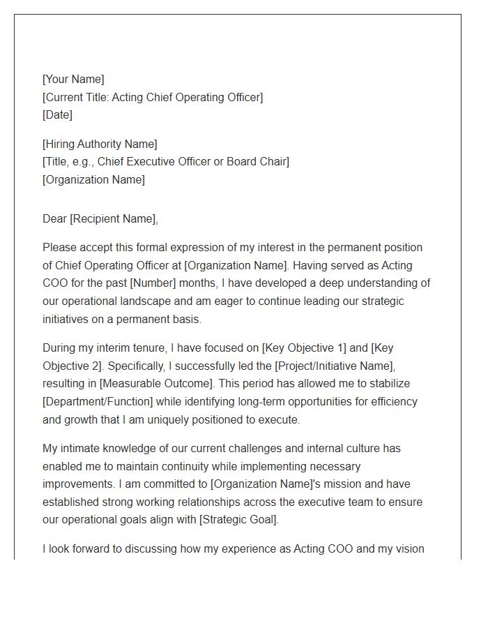 Acting Chief Operating Officer Permanent Role Transition Cover Letter Template