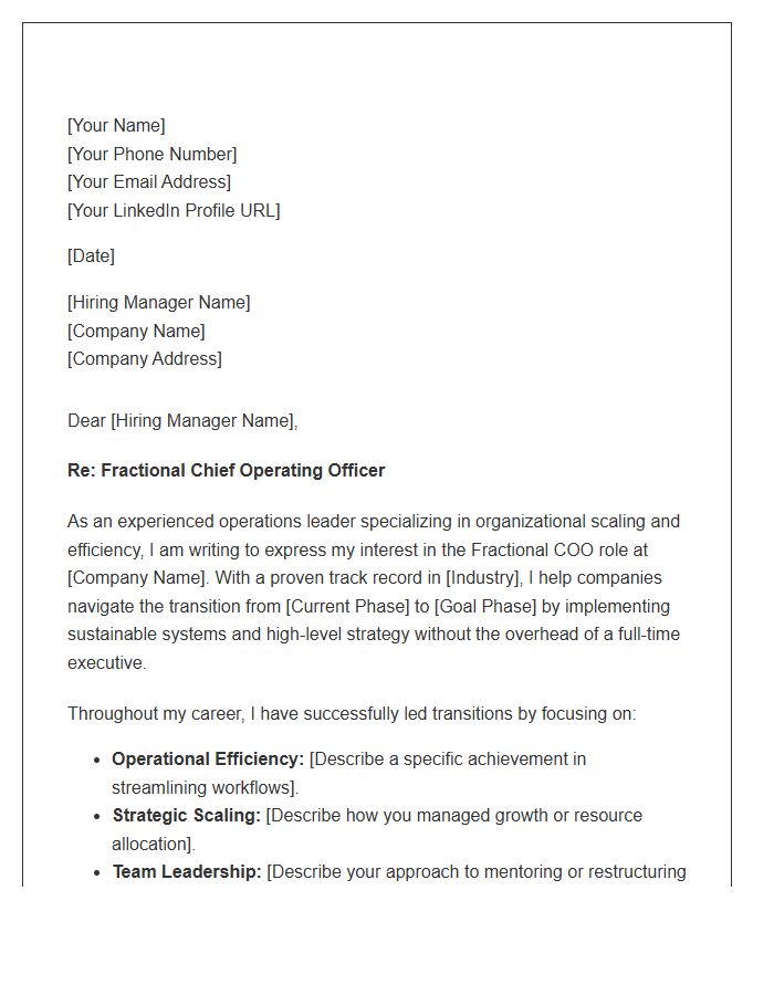 Fractional Chief Operating Officer Transition Cover Letter Template