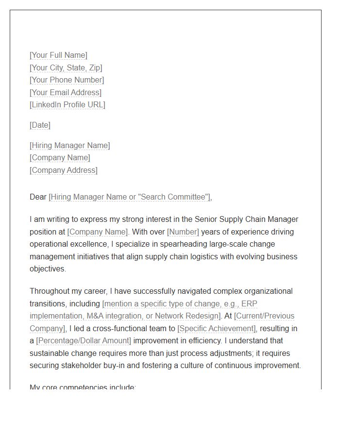 Senior Supply Chain Manager Change Management Cover Letter Template