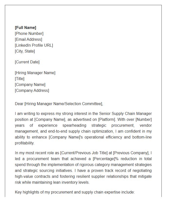 Senior Supply Chain Manager Procurement Focus Cover Letter Template