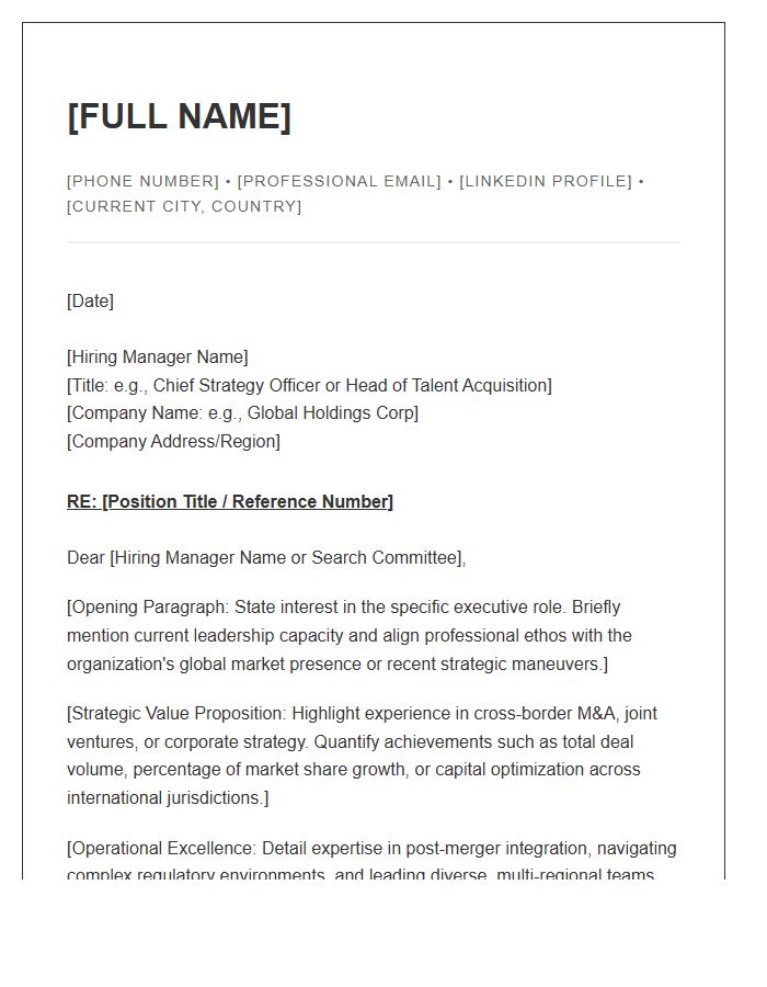 Multinational Corporate Development Executive Cover Letter Template