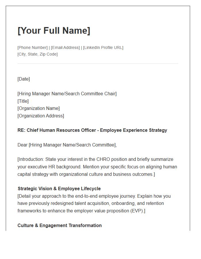 Employee Experience Strategy CHRO Cover Letter Template