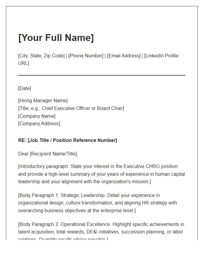 Executive Chief Human Resources Officer Cover Letter Template
