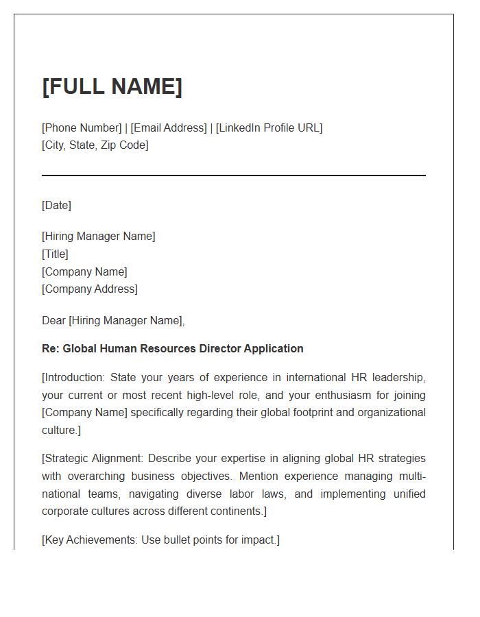Global Human Resources Director Cover Letter Template