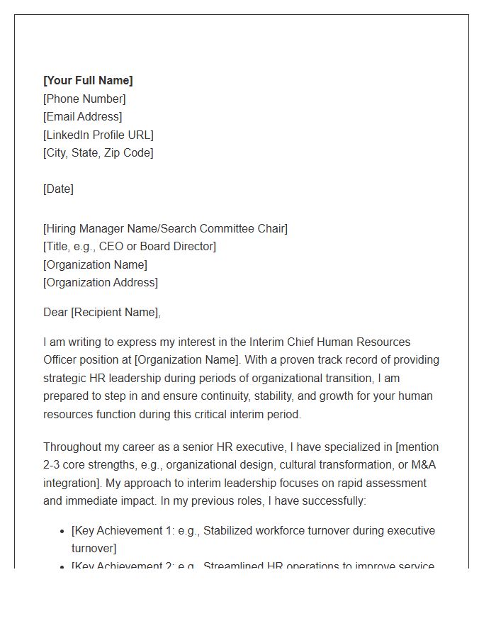 Interim CHRO Leadership Cover Letter Template