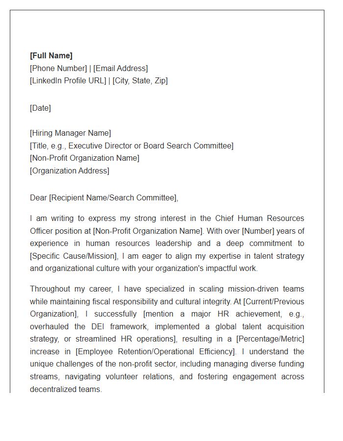 Non Profit CHRO Cover Letter Template
