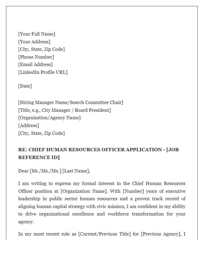 Public Sector CHRO Cover Letter Template