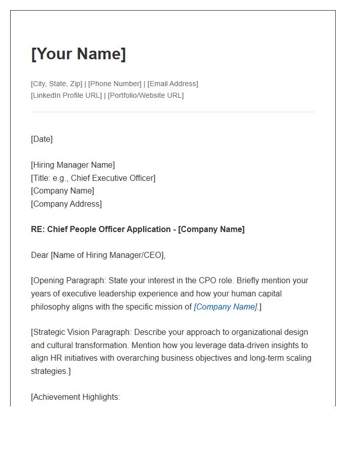 Strategic Chief People Officer Cover Letter Template