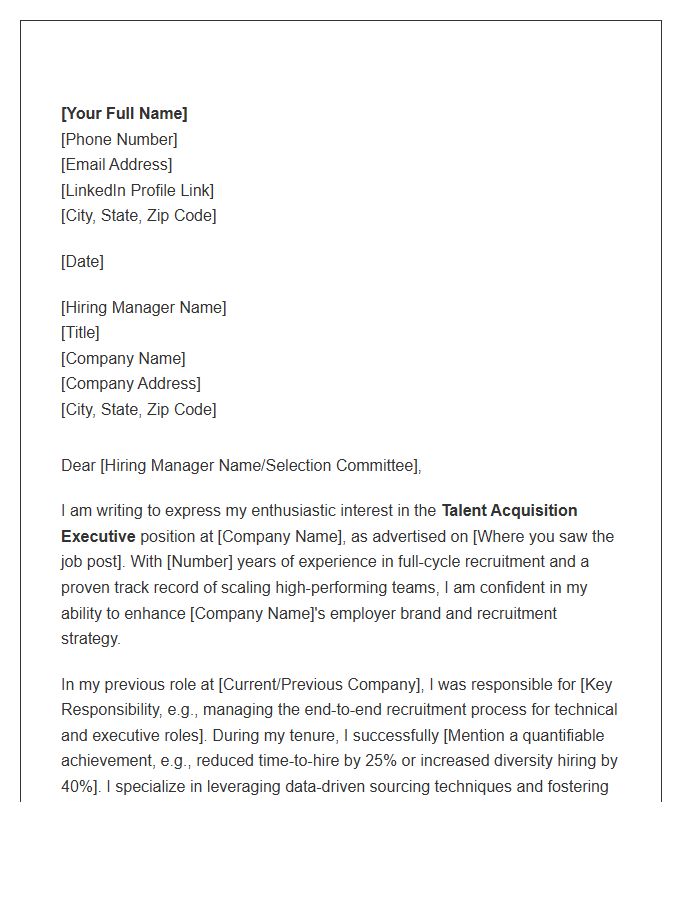 Talent Acquisition Executive Cover Letter Template