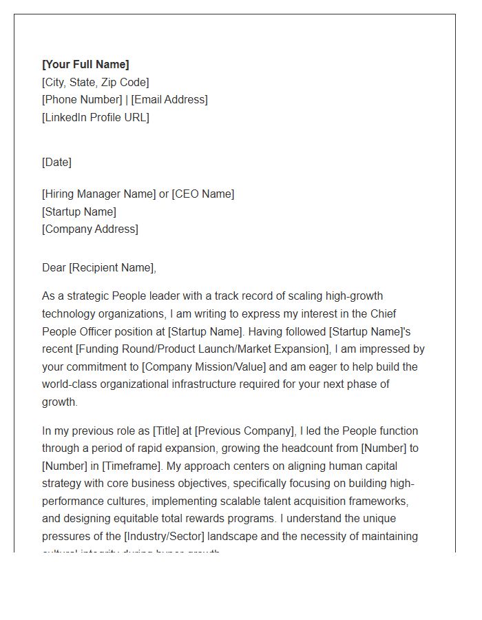 Tech Startup Chief People Officer Cover Letter Template