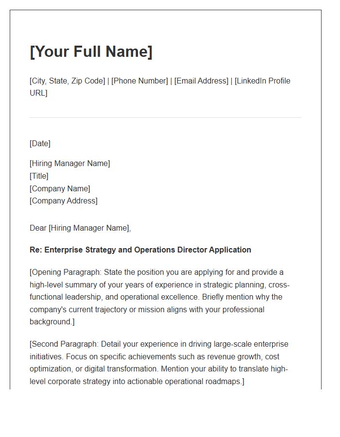 Enterprise Strategy And Operations Director Cover Letter Template