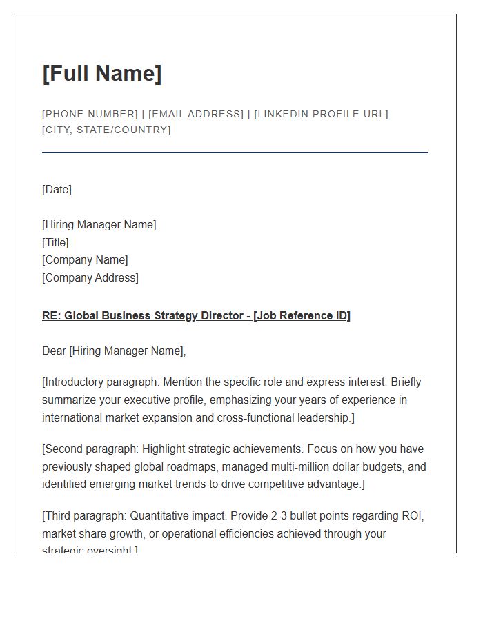 Global Business Strategy Director Cover Letter Template