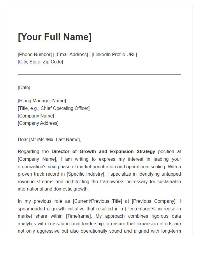 Growth And Expansion Strategy Director Cover Letter Template