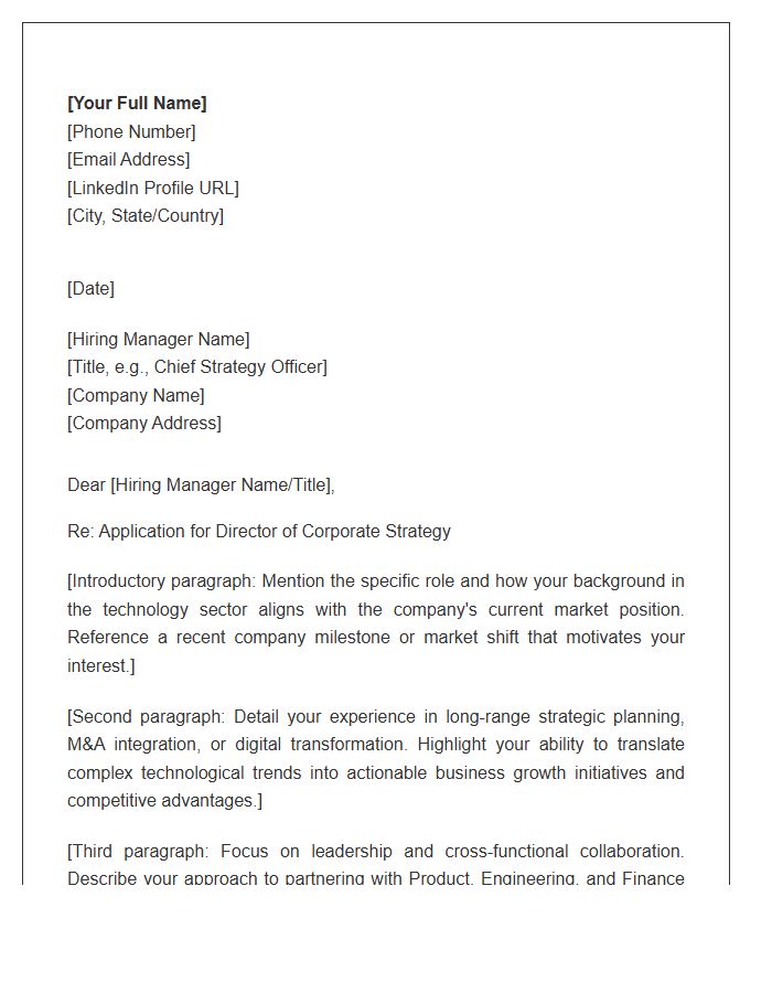 Technology Sector Corporate Strategy Director Cover Letter Template
