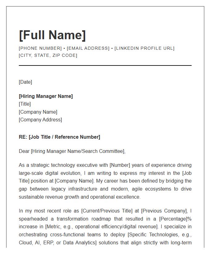 Executive Digital Transformation Leader Cover Letter Template
