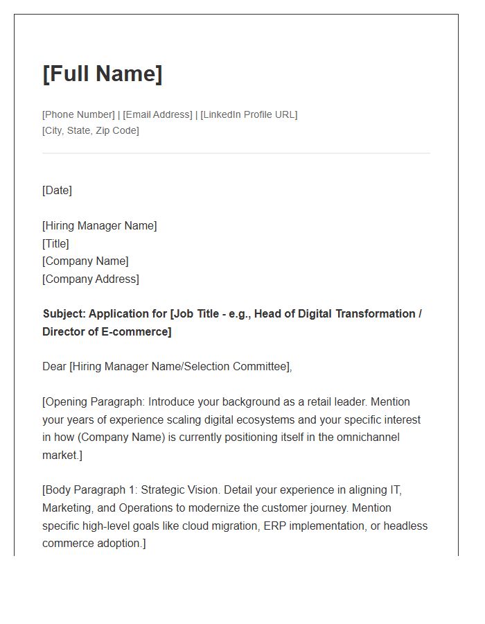 Retail Digital Transformation Leader Cover Letter Template