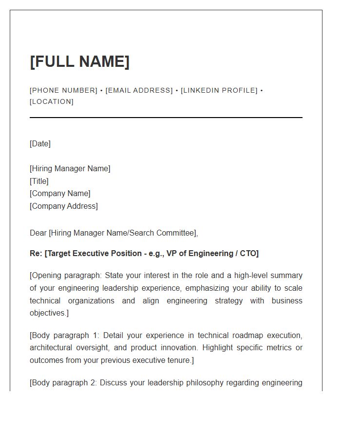 Engineering Leadership Executive Cover Letter Template