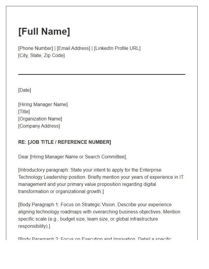 Enterprise Technology Leadership Cover Letter Template