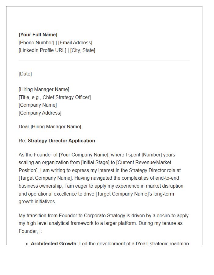 Founder To Corporate Strategy Director Cover Letter Template