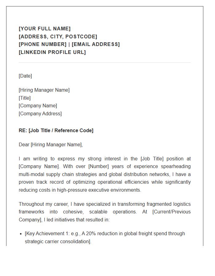 Global Logistics Operations Executive Cover Letter Template