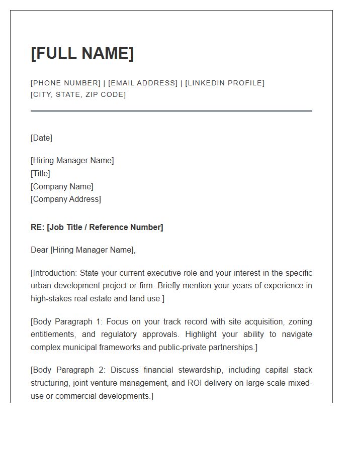 Urban Land Development Executive Cover Letter Template