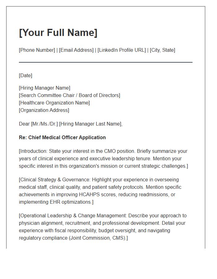 Chief Medical Officer Leadership Cover Letter Template