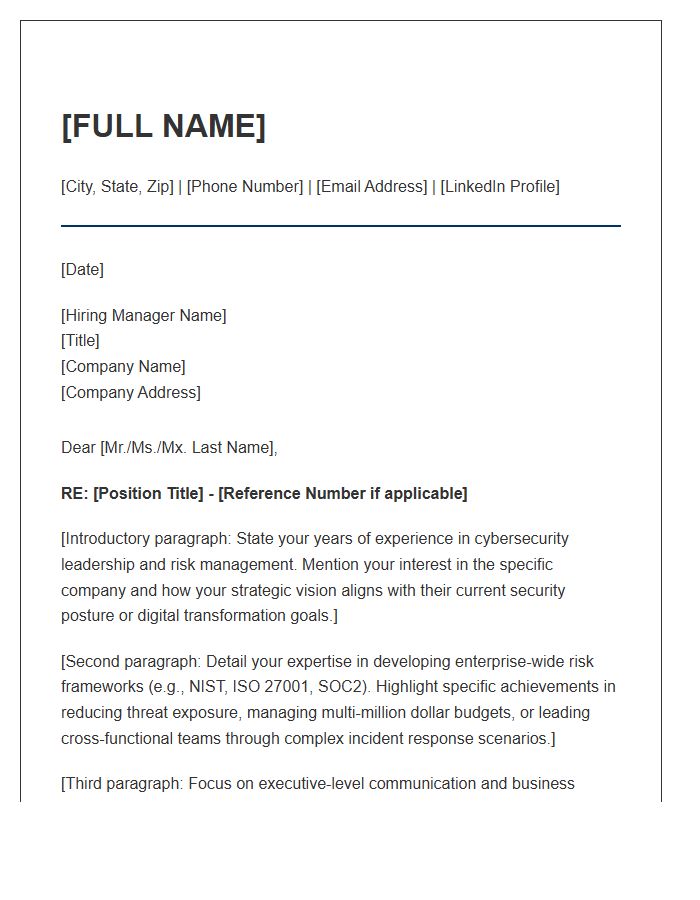 Cyber Risk Management Executive Cover Letter Template