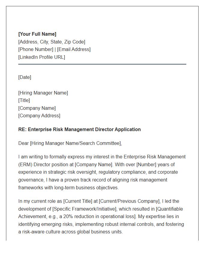 Enterprise Risk Management Director Cover Letter Template