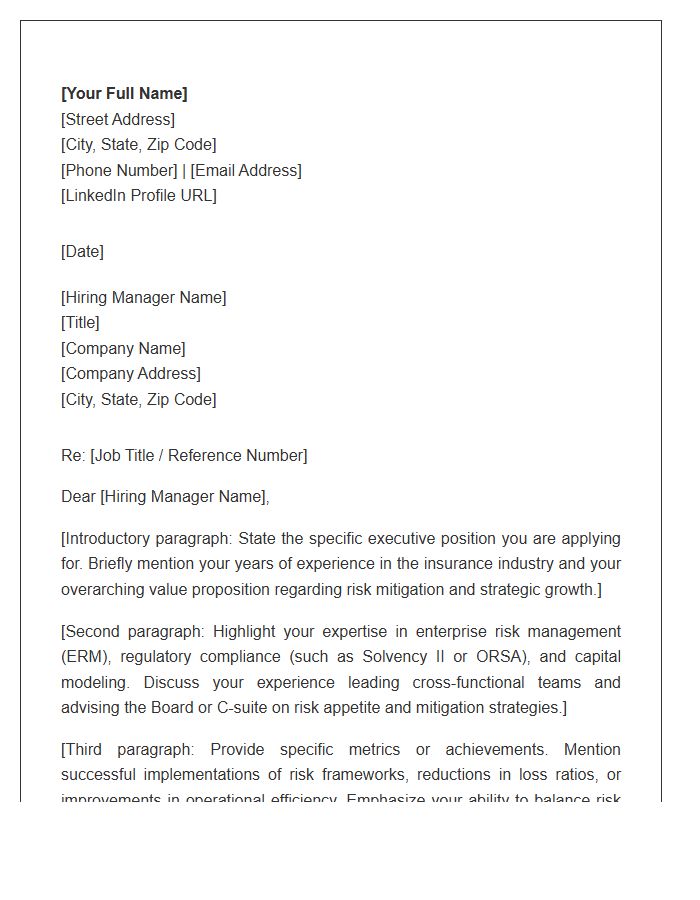 Insurance Risk Management Executive Cover Letter Template