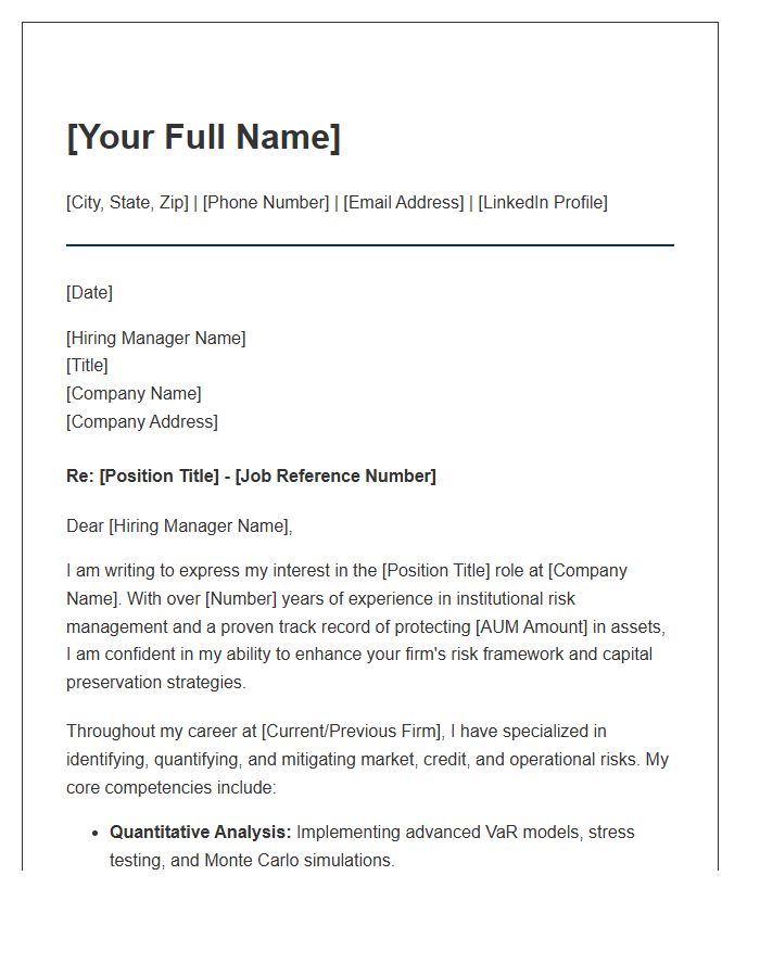 Investment Risk Management Executive Cover Letter Template