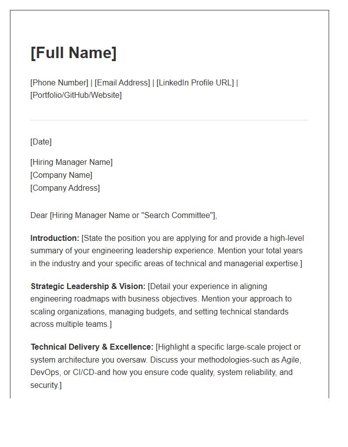 Director Of Engineering Cover Letter Template
