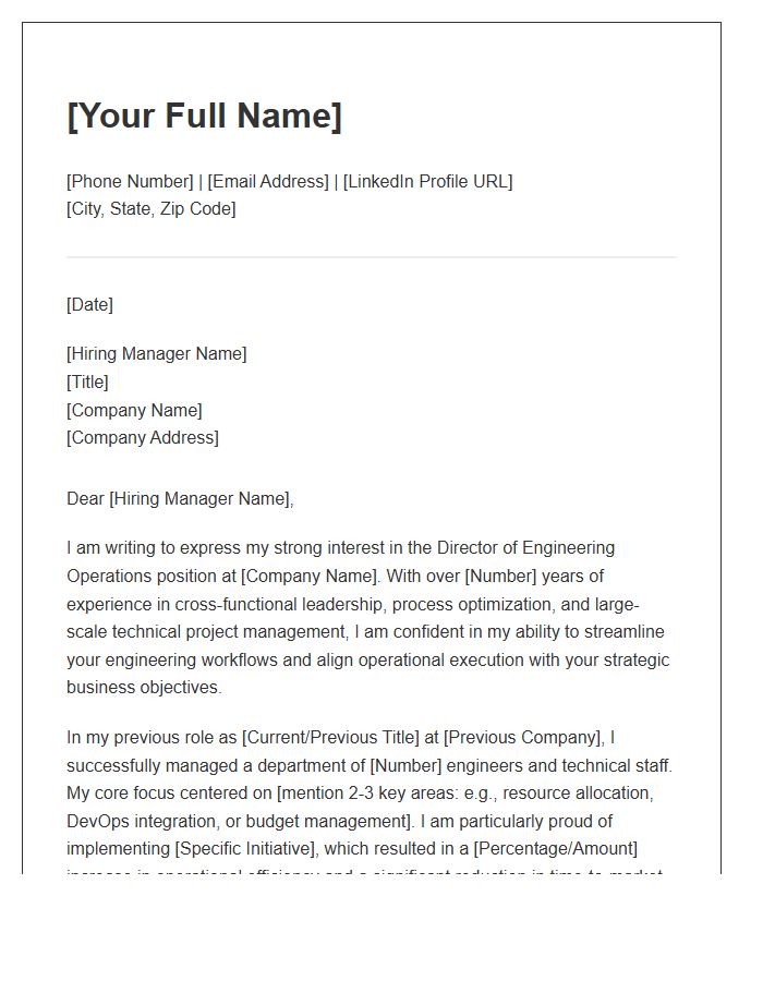 Engineering Operations Director Cover Letter Template