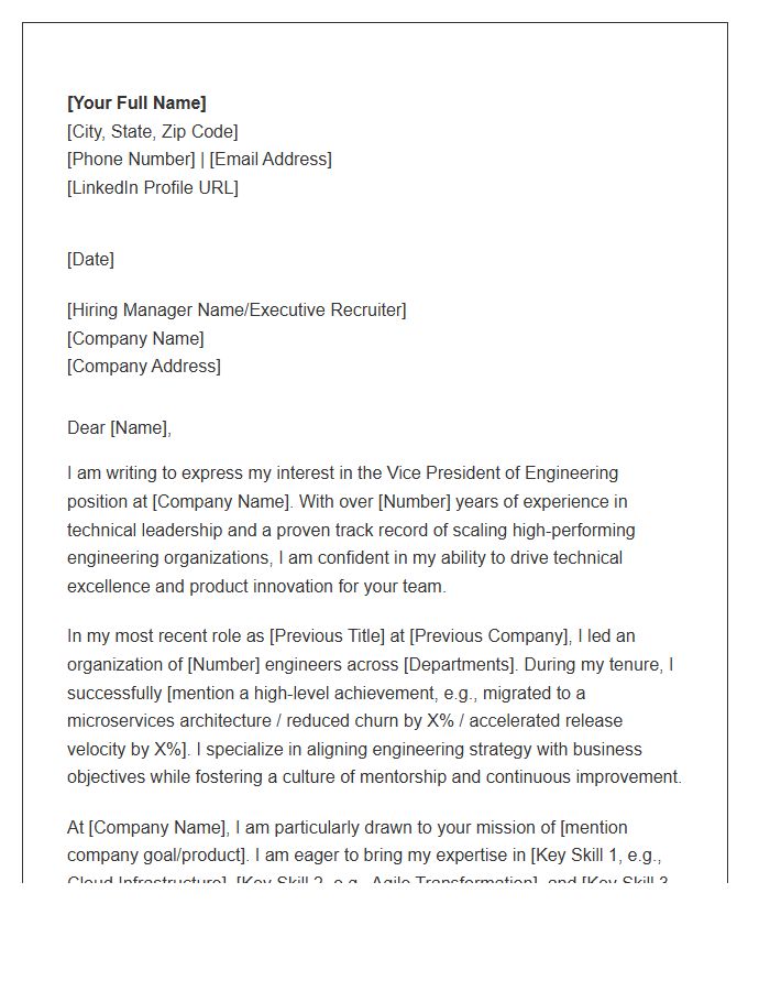 Vice President Of Engineering Cover Letter Template