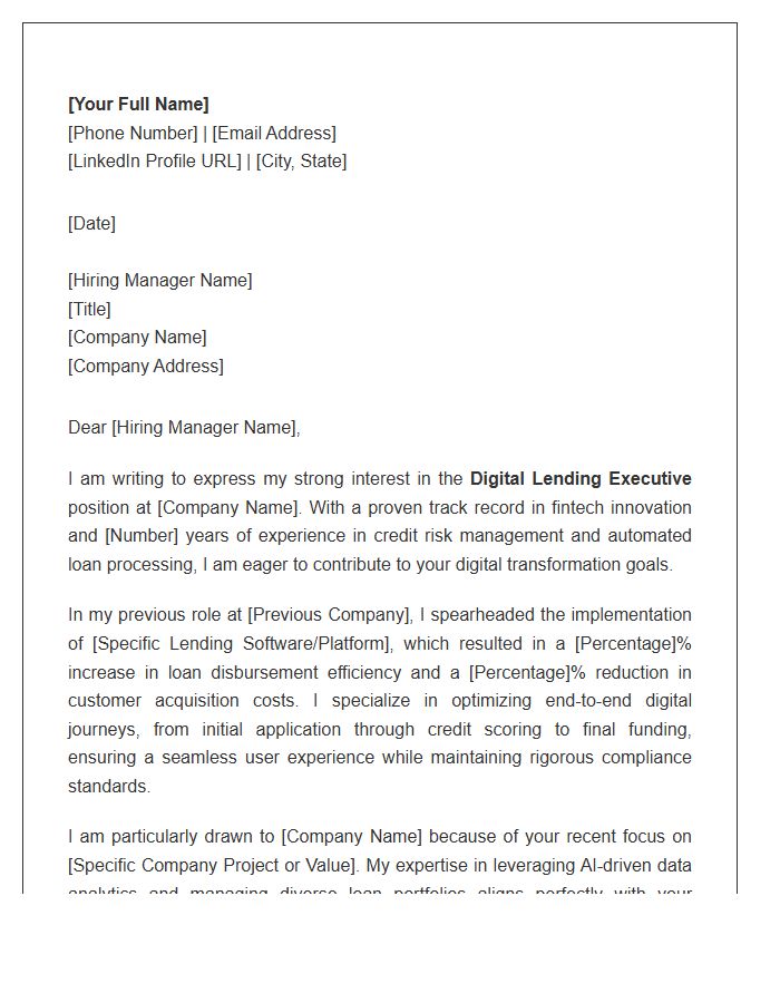 Digital Lending Executive Cover Letter Template