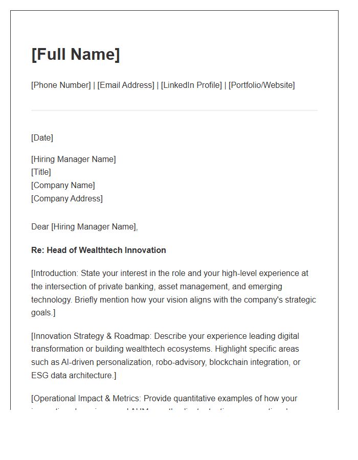 Head Of Wealthtech Innovation Cover Letter Template