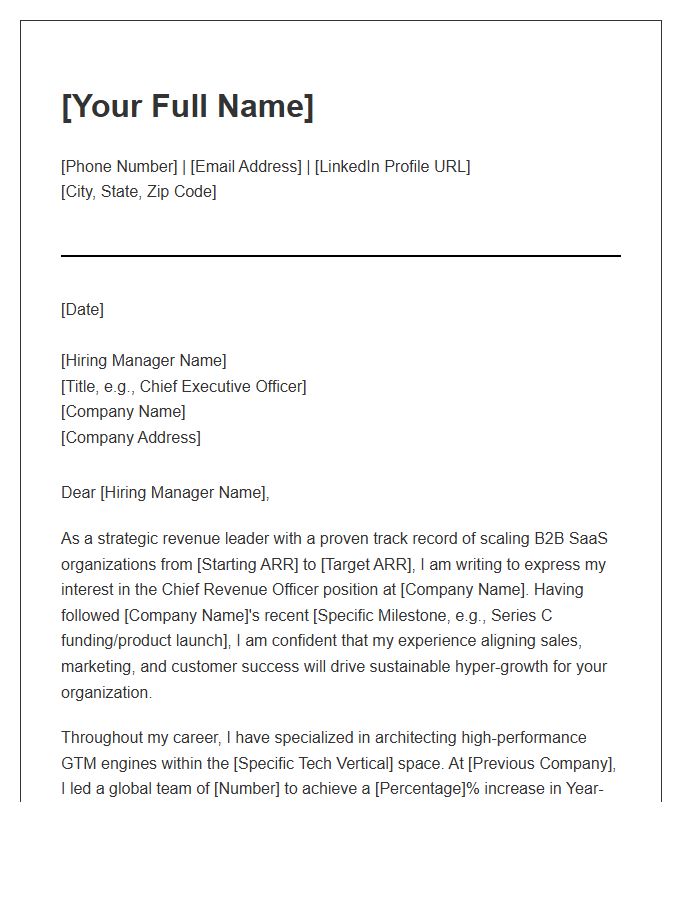 B2B Tech Chief Revenue Officer Cover Letter Template