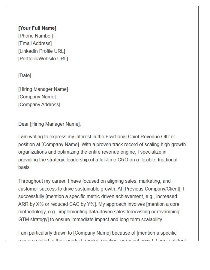 Fractional Chief Revenue Officer Cover Letter Template