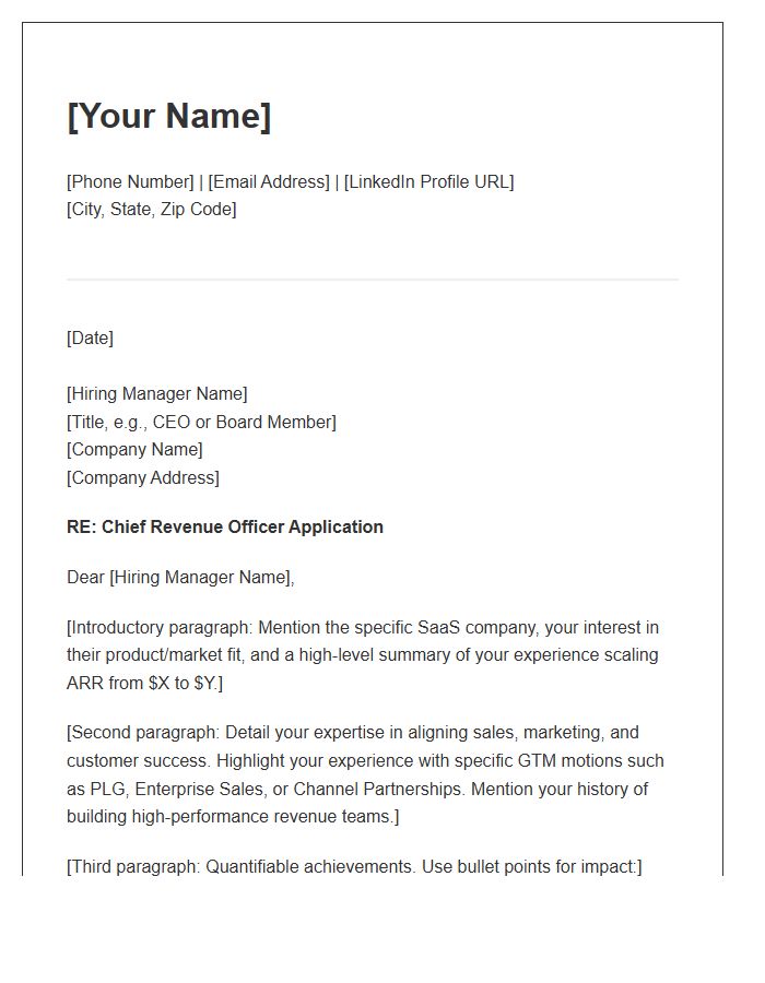 SaaS Chief Revenue Officer Cover Letter Template