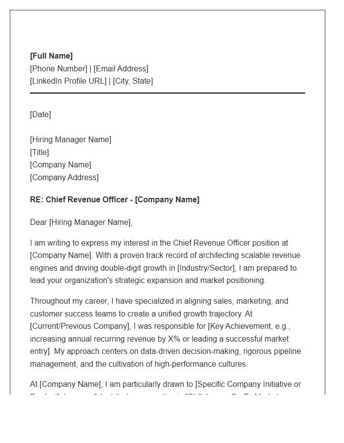 Strategic Growth Chief Revenue Officer Cover Letter Template