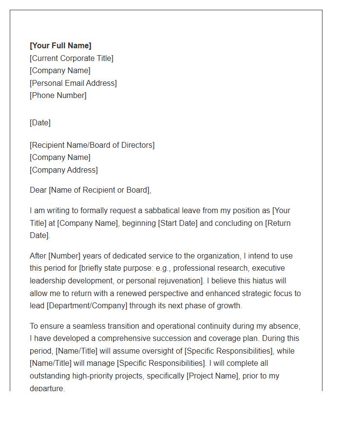 Corporate Officer Sabbatical Cover Letter Template