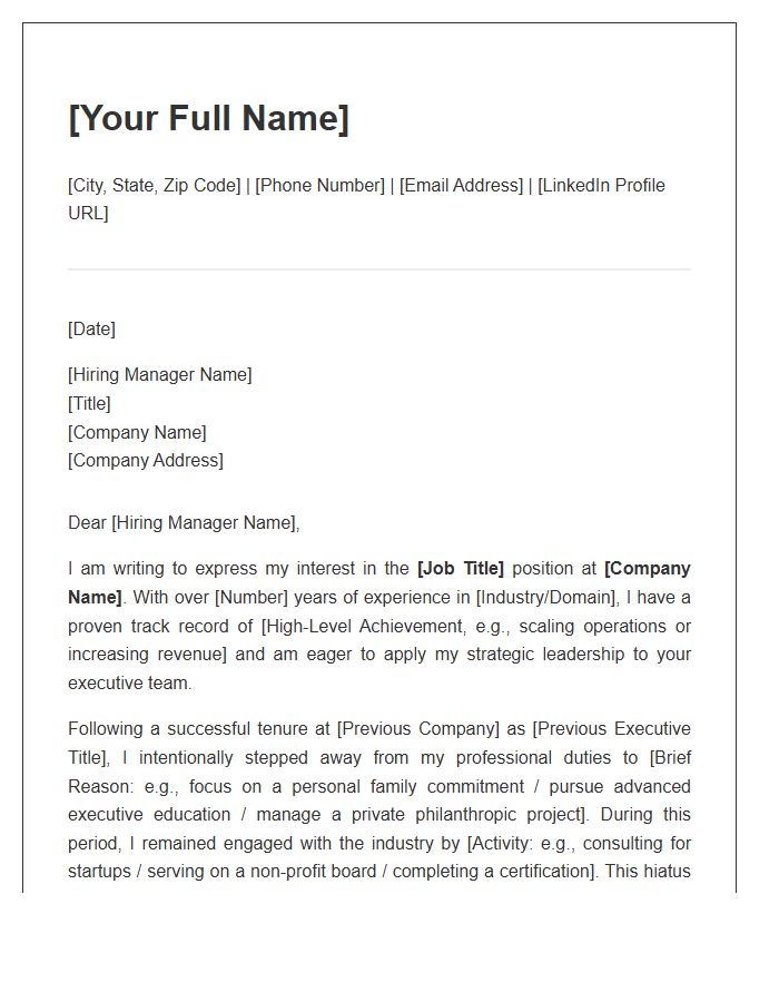 Executive Career Gap Cover Letter Template