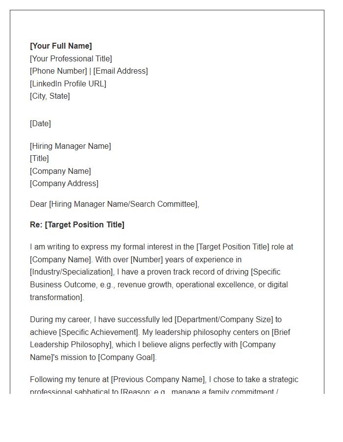 Senior Management Employment Gap Cover Letter Template
