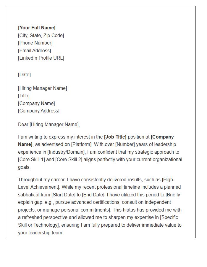 Senior Professional Career Gap Cover Letter Template