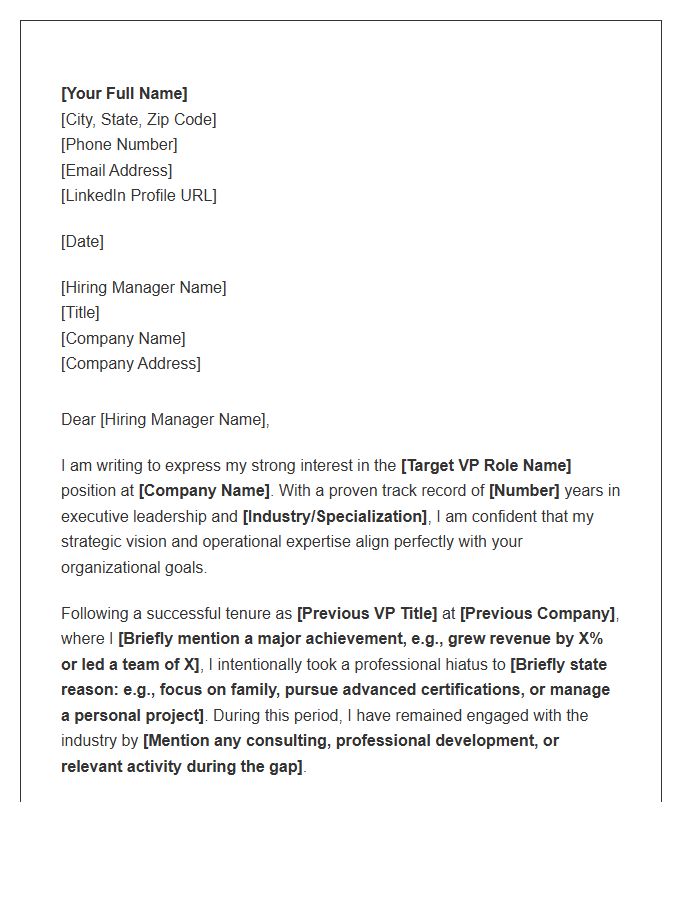 VP Professional Hiatus Cover Letter Template