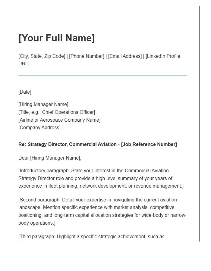 Commercial Aviation Strategy Director Cover Letter Template