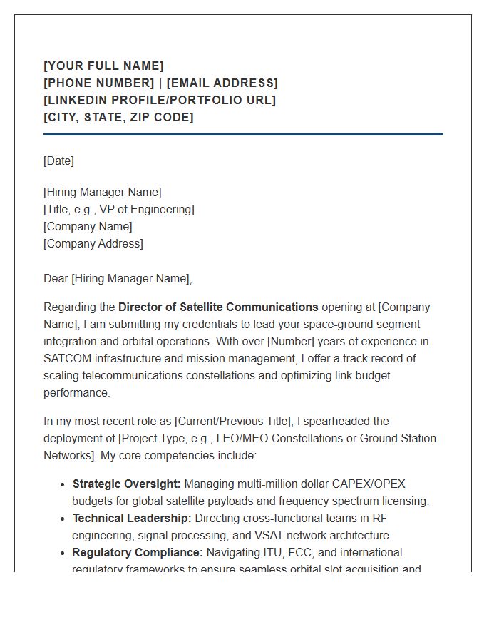 Satellite Communications Director Cover Letter Template